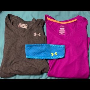 Under Armour Danskin Shirts SM Grey Purple Junior